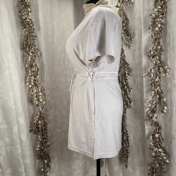 Athleta Crosscurrent Cover Up Dress M Gray Lounge Travel Drawstring Waist Tunic - Picture 5 of 14